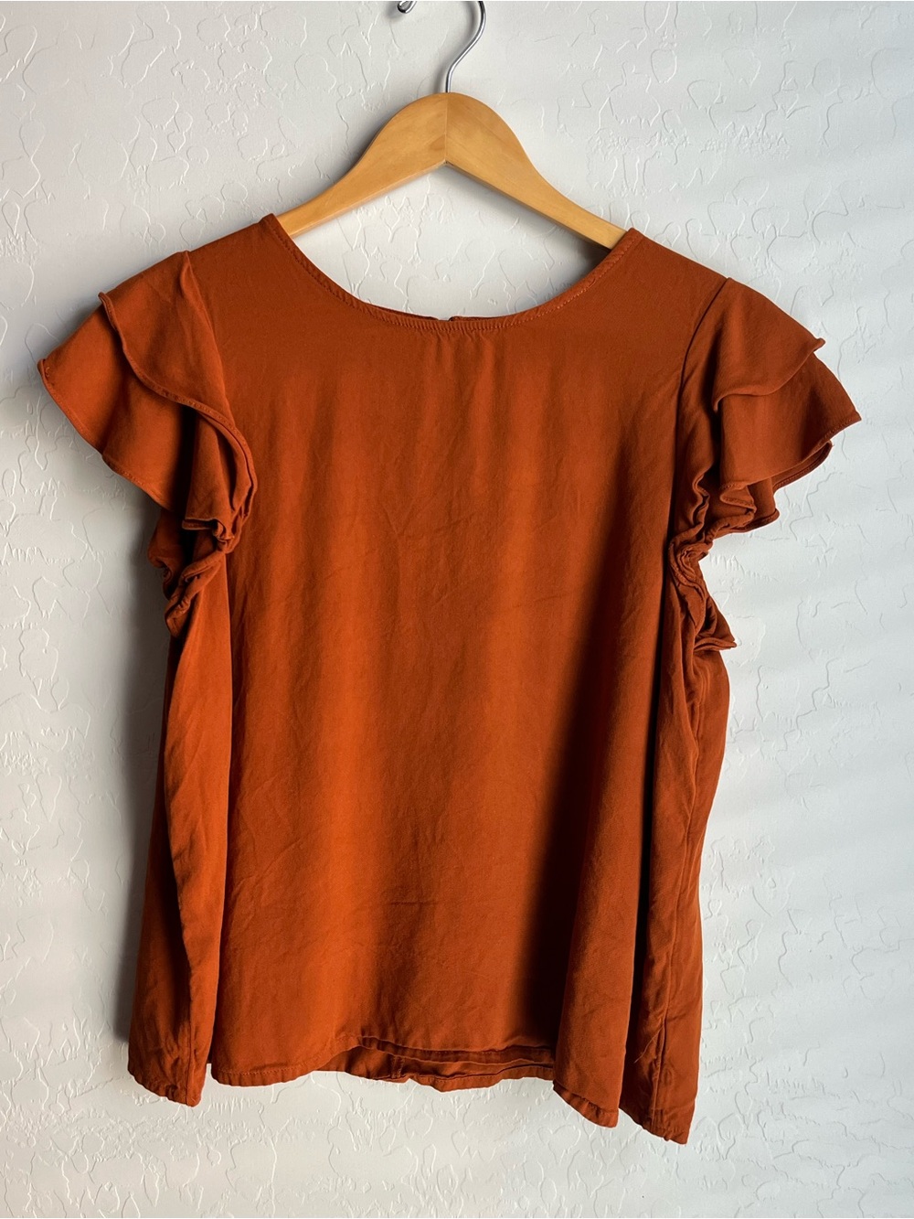 Womens Ruffle Sleeve Shell Top - Rust - Picture 2 of 4